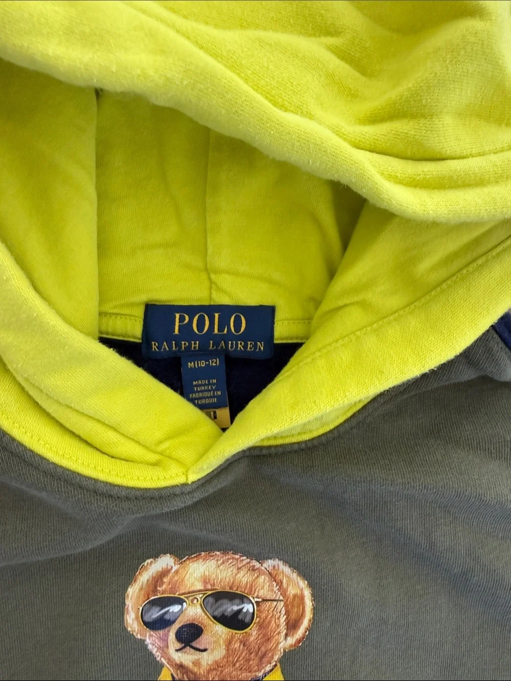 Ralph Lauren Colorblock Polo Bear Hoodie - Olive, Neon Lime, Royal Blue & Orange